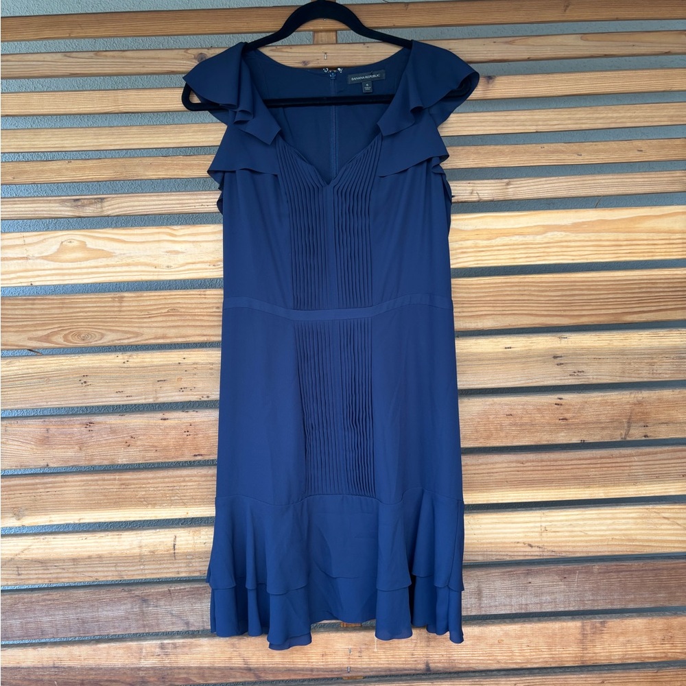 Banana Republic Navy Dress with Ruffle Details